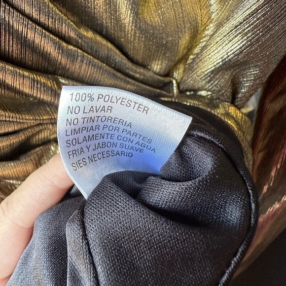 NWOT  leena for Mac Duggal Metallic Long Sleeve Gown - Picture 6 of 9